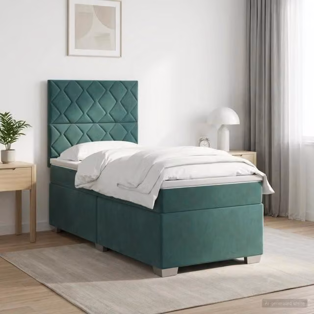 Letto box spring con materasso vidaXL in velluto verde, con illuminazione sottostante e porta USB, L 200 x L 80 cm