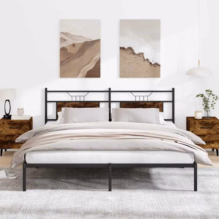 Giroletto vidaXL senza materasso in rovere fumo e metallo L/P: 160 x 200 cm