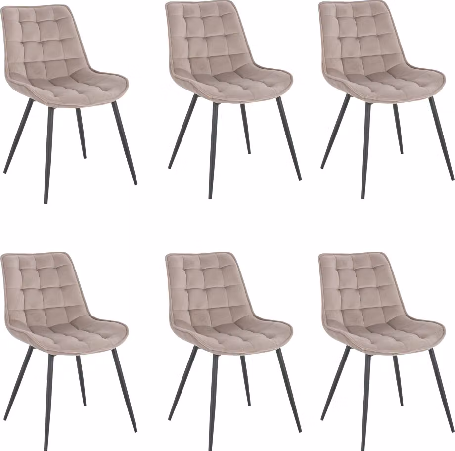 Home Deluxe - Sedia imbottita IKALO set di 6 - colore: marrone chiaro - imbottitura morbida, carico massimo 120 kg I Sedia da cucina Sedie da pranzo Sedie da sala da pranzo