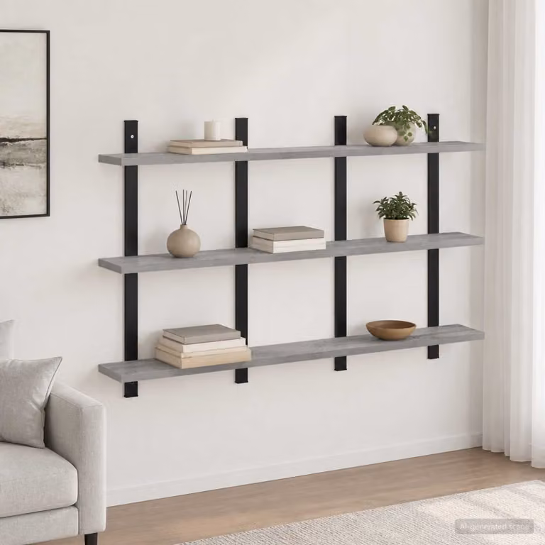 Scaffale da parete moderno vidaXL in legno grigio L: 102 cm, P: 13,5 cm, H: 58 cm