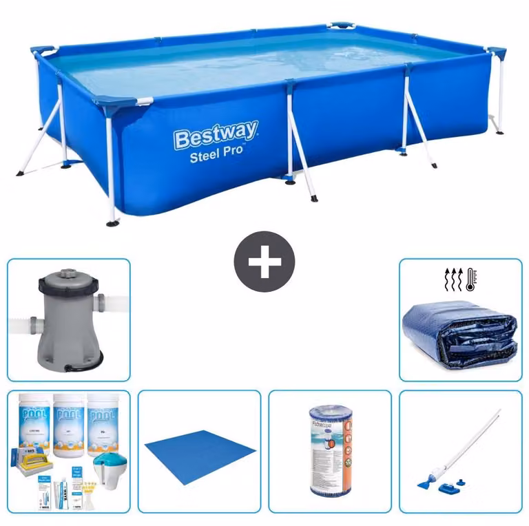 Bestway Steel Pro, piscina rettangolare - 300x201x66 cm - 7 pezzi - Modello S21556