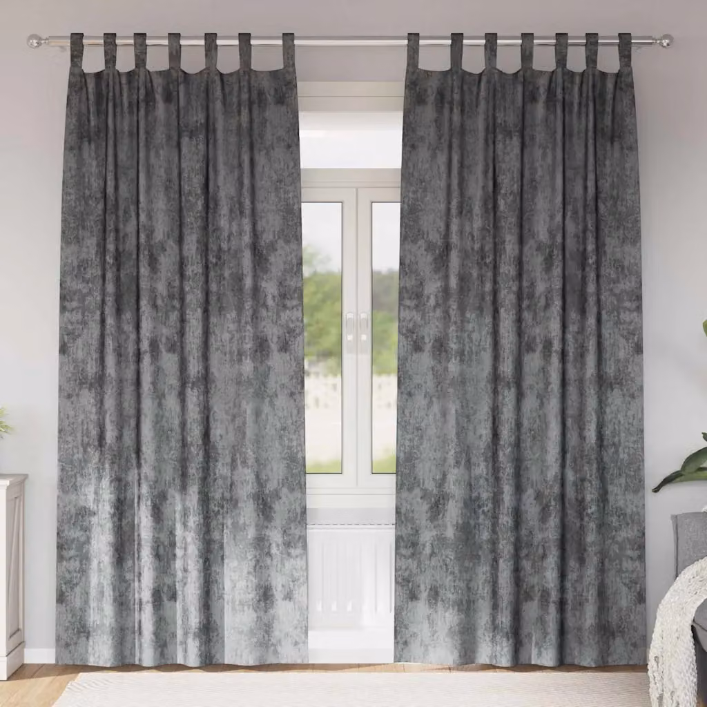 Set di 2 tende in velluto vidaXL grigie con isolamento termico, H: 225 cm, L: 140 cm