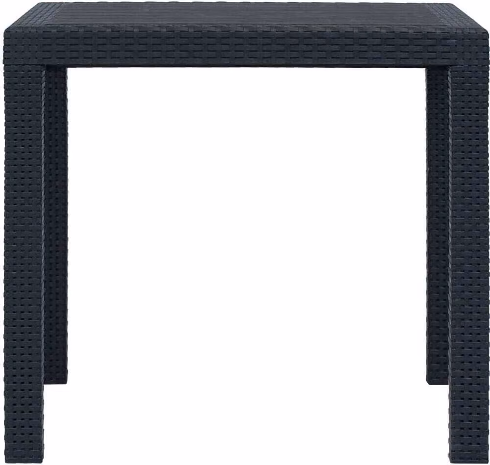 Tavolo da Giardino Antracite 79x79x72 cm Plastica Stile Rattan