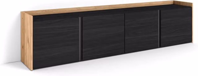Mobile TV Soggiorno, 207x50x35 cm, Per TV fino a 80", Mobile Soggiorno, Nero e rovere