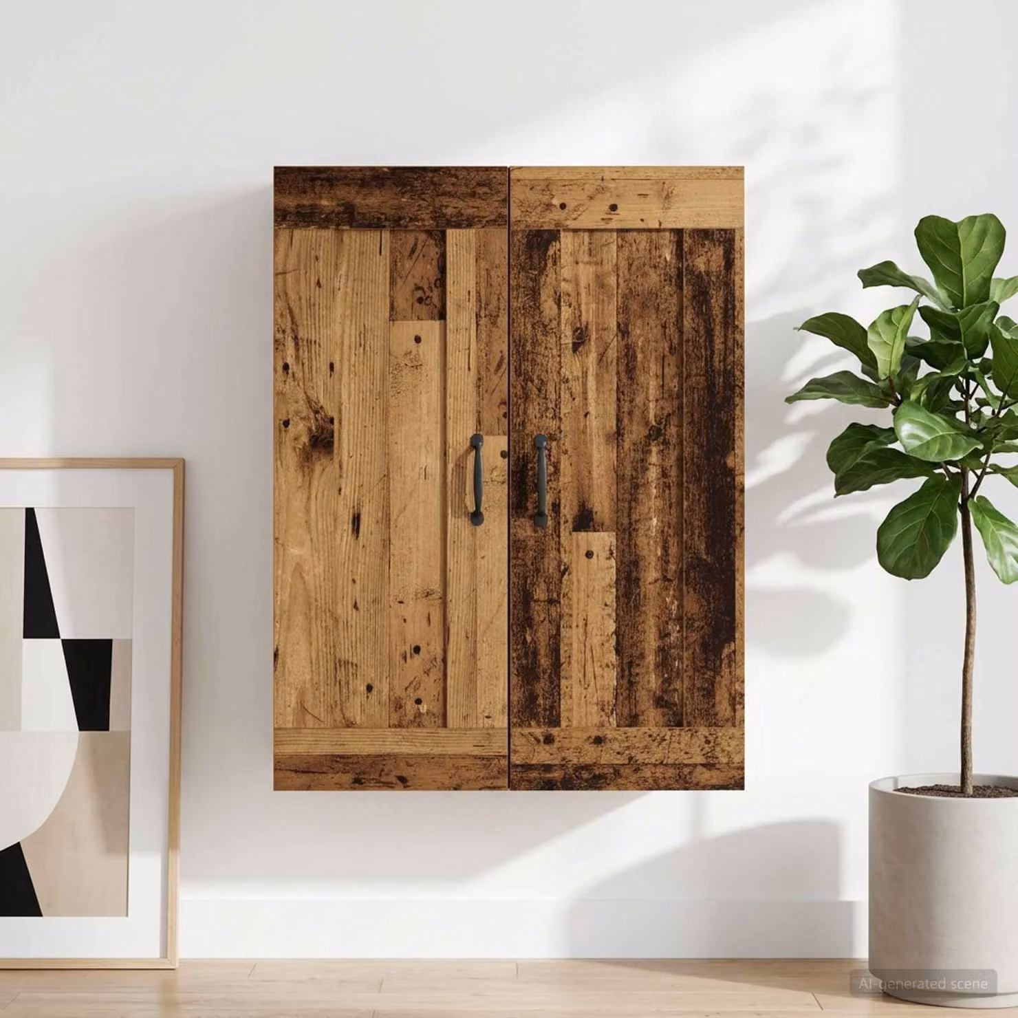 Armadietto a muro vidaXL in legno marrone antico con ante a battente e ripiani interni L: 69,5 cm, P: 34 cm, H: 90 cm