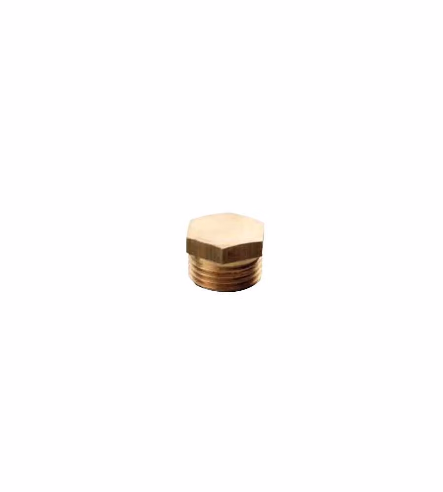 Tappo maschio esagonale ottone 1/2" giallo per raccordi resistente