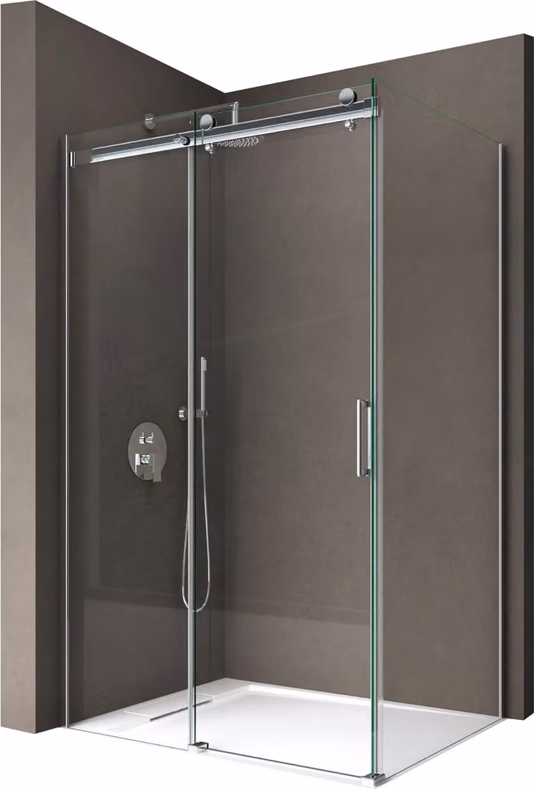 doporro Box Doccia 70x100x195 cm in Vetro Temperato Trasparente 8 mm Porta Scorrevole con Maniglie e Profili Cromati, Trattamento Anticalcare Easy Clean - Ravenna17K