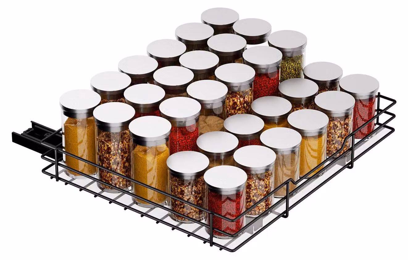 Ripiano estraibile per erbe aromatiche, in metallo, dimensioni 32,3 x 26,9 x 6,1 cm, adatto per armadietti da cucina