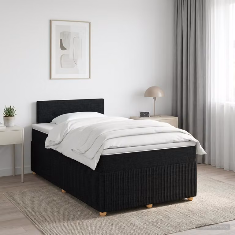 Letto box spring con materasso vidaXL in tessuto nero con molle a sacco L/P/H: 200 x 120 x 76,5 cm