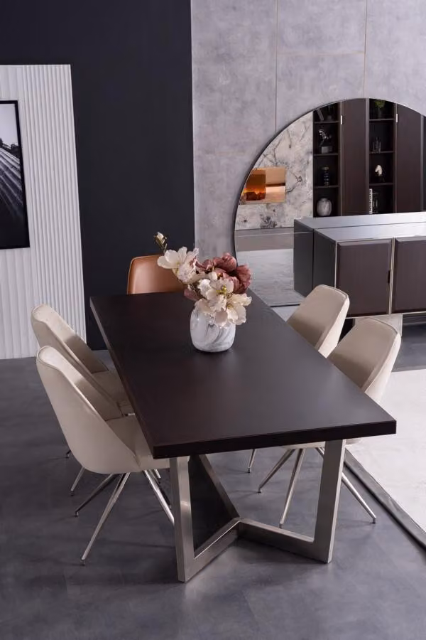 Esszimmer Set Esstisch Esszimmerstühle Stühle Tisch Leder Metall Küche
