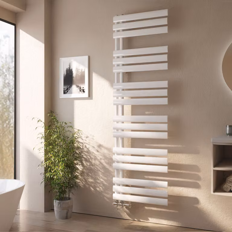 Radiatore da bagno EMKE Radiatore tubolare Asciugamano tubolare ovale Scaldasalviette Attacco laterale verticale per l'acqua Bianco 174×50 cm 683 W senza elemento riscaldante