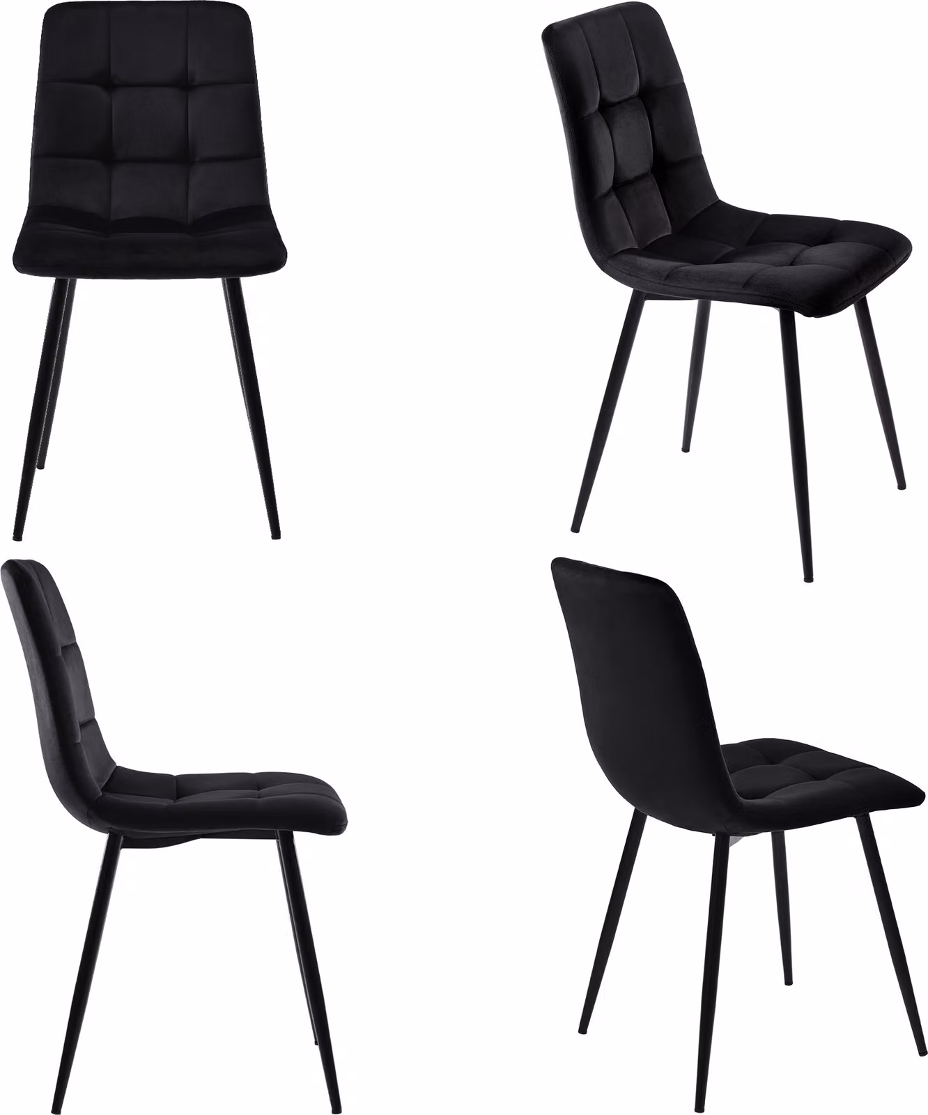 Set di 4 sedie imbottite Flieks, sedie da sala da pranzo con schienale, sedie da cucina con seduta in velluto, sedia da soggiorno con gambe in metallo