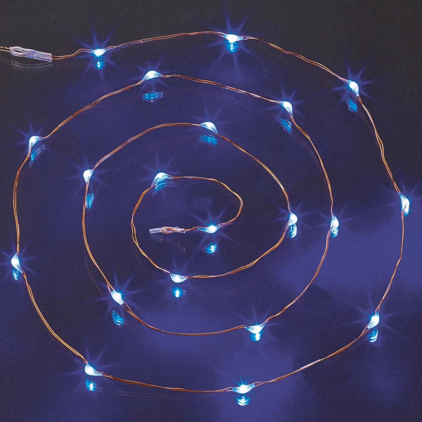 Set di luci a LED, 20 LED blu, 95 cm, filo di rame, alimentazione a batteria