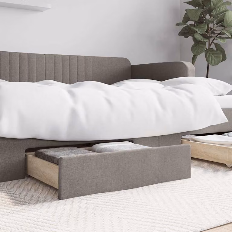 Set di 2 cassetti da letto vidaXL in legno multistrato e tessuto, colore tortora/beige/marrone/grigio
