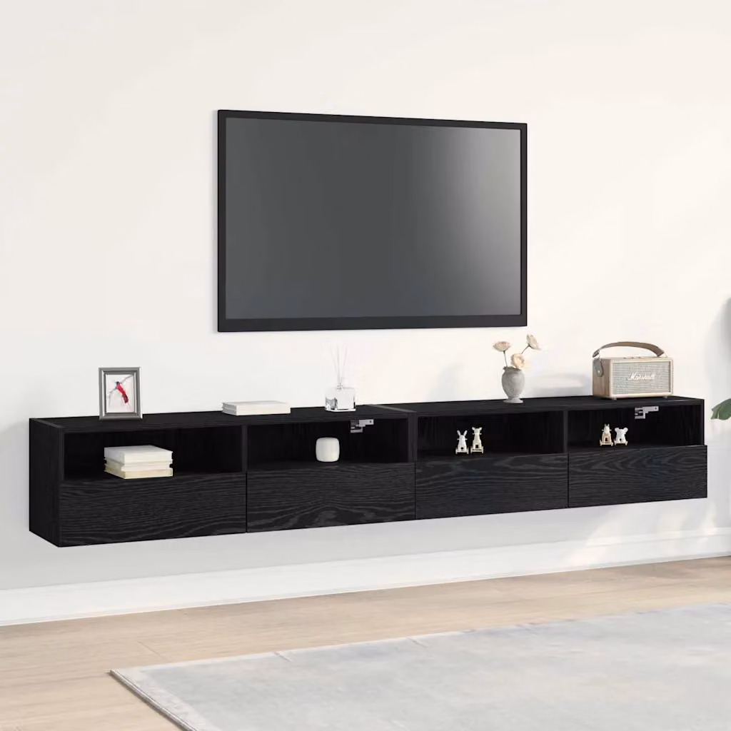 Set di 2 supporti per TV da parete vidaXL in legno ingegnerizzato nero opaco