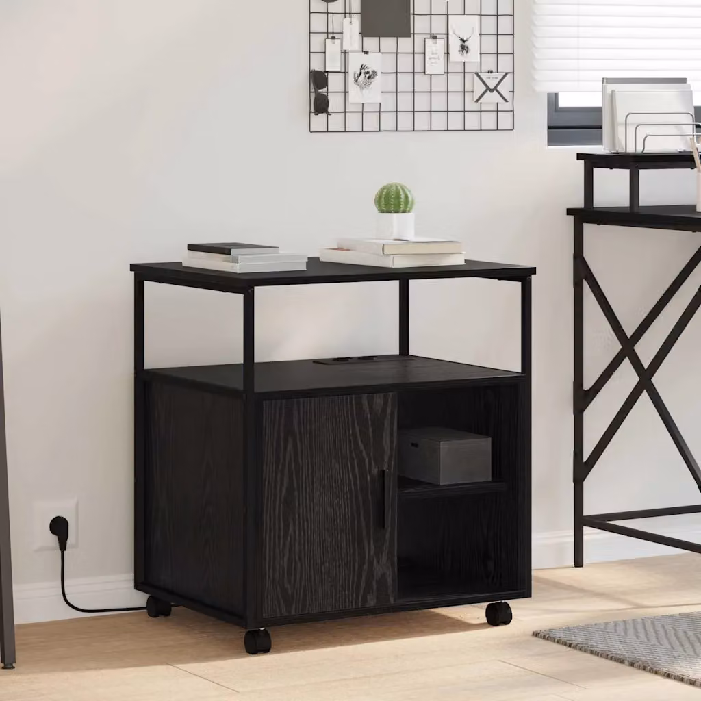 Cabina con stazione di ricarica vidaXL moderna in nero con ripiani regolabili L: 61 cm, P: 46 cm, H: 67 cm
