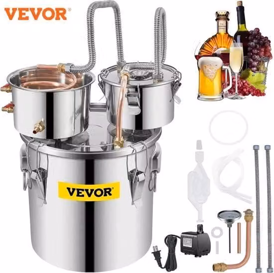 Distillatore a Vapore 30L - Kit per Distillazione - Apparecchio per Distillazione - Produzione Birra - Produzione Alcol - Whisky