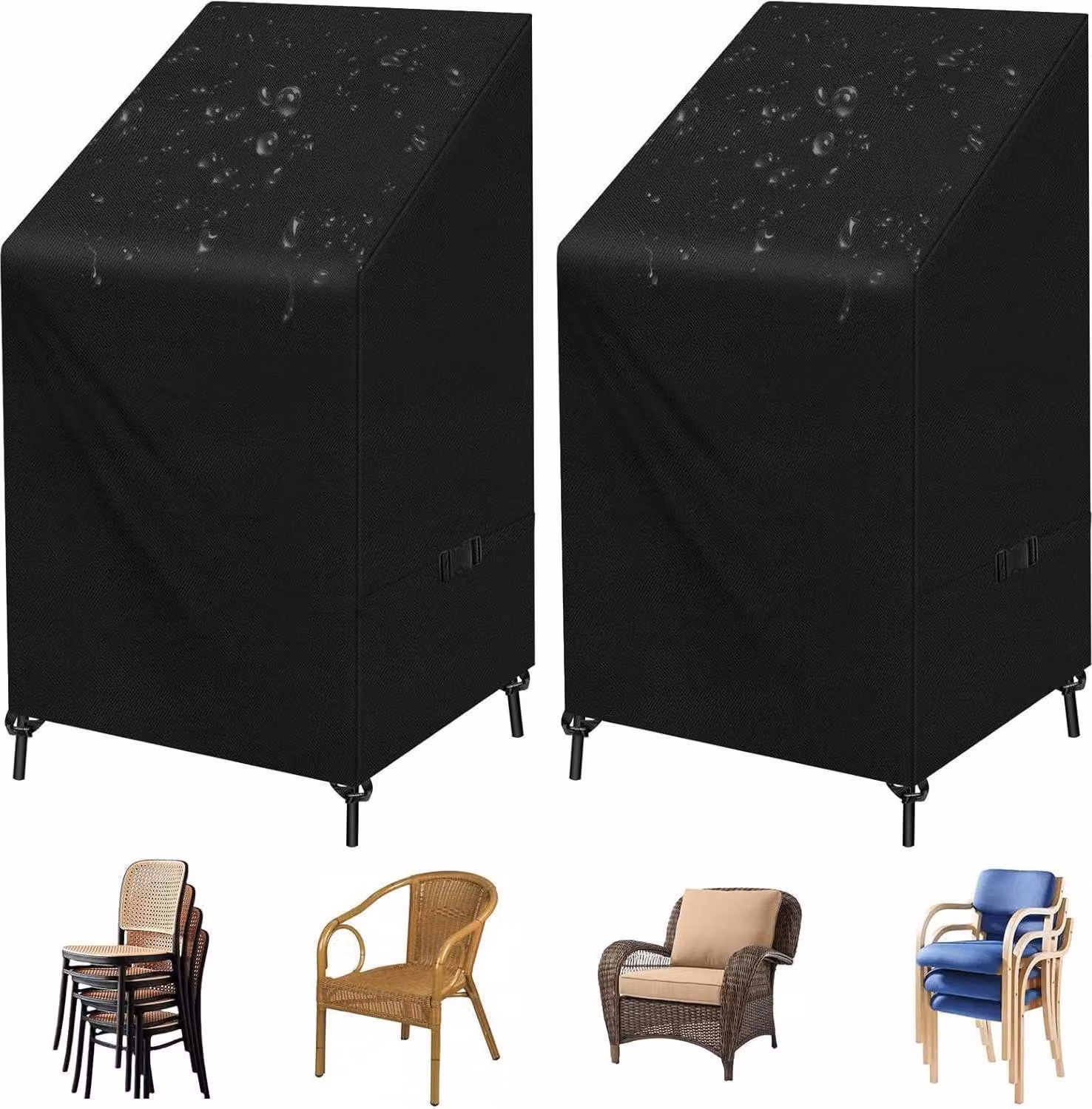 SIRUITON confezione da 2 sedie da giardino 420D Oxford 65x65x80/120cm