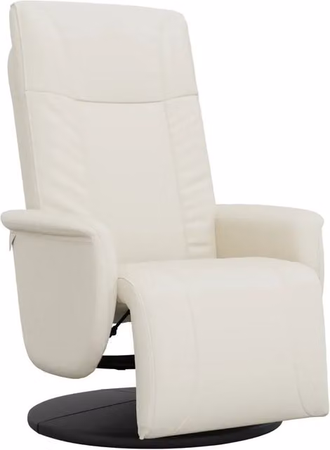 Poltrona | Sedia Relax Reclinabile con Poggiapiedi Crema in Similpelle