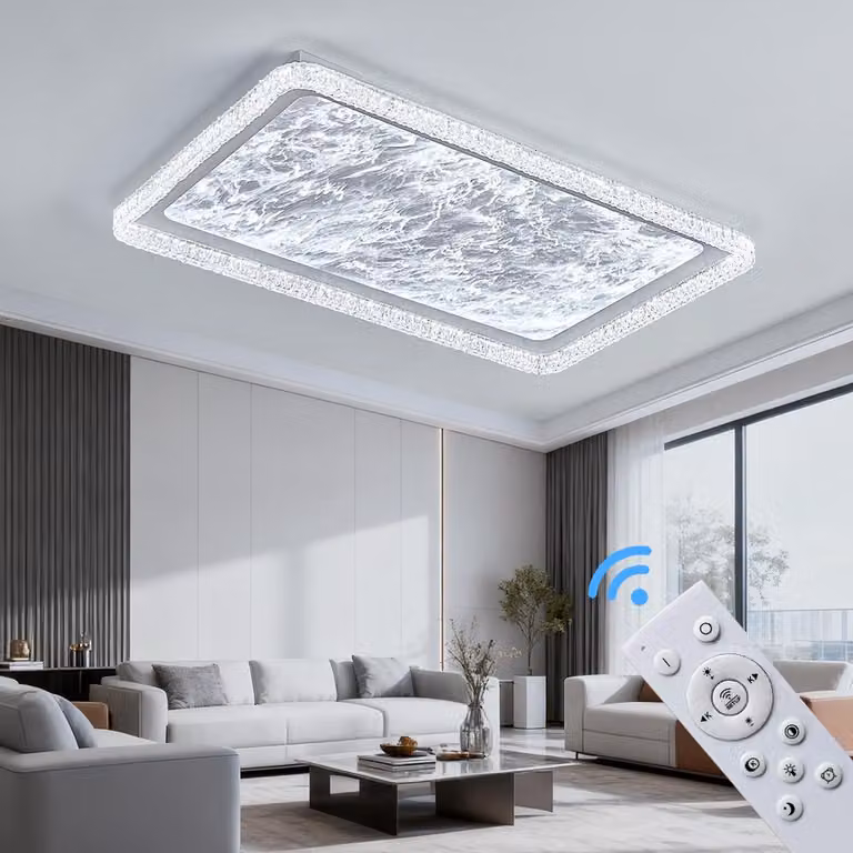 Plafoniera LED dimmerabile con telecomando, a variazione continua 3000-7000 K, a risparmio energetico e durevole, dal design moderno in bianco o nero, ideale per soggiorno, camera da letto e cucina (251-CFX-WH)