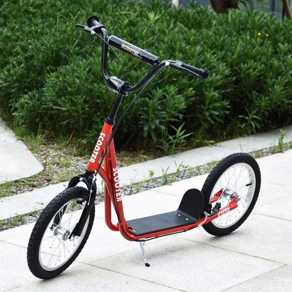 Monopattino per bambini e ragazzi XYLO con ruote in gomma gonfiabile da 16 pollici, manubrio regolabile e doppio freno, rosso – 2