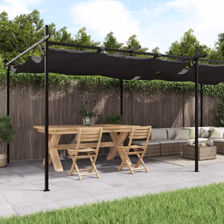 Pergola con tetto retrattile vidaXL colore antracite L: 589 cm, P: 292 cm, H: 230 cm