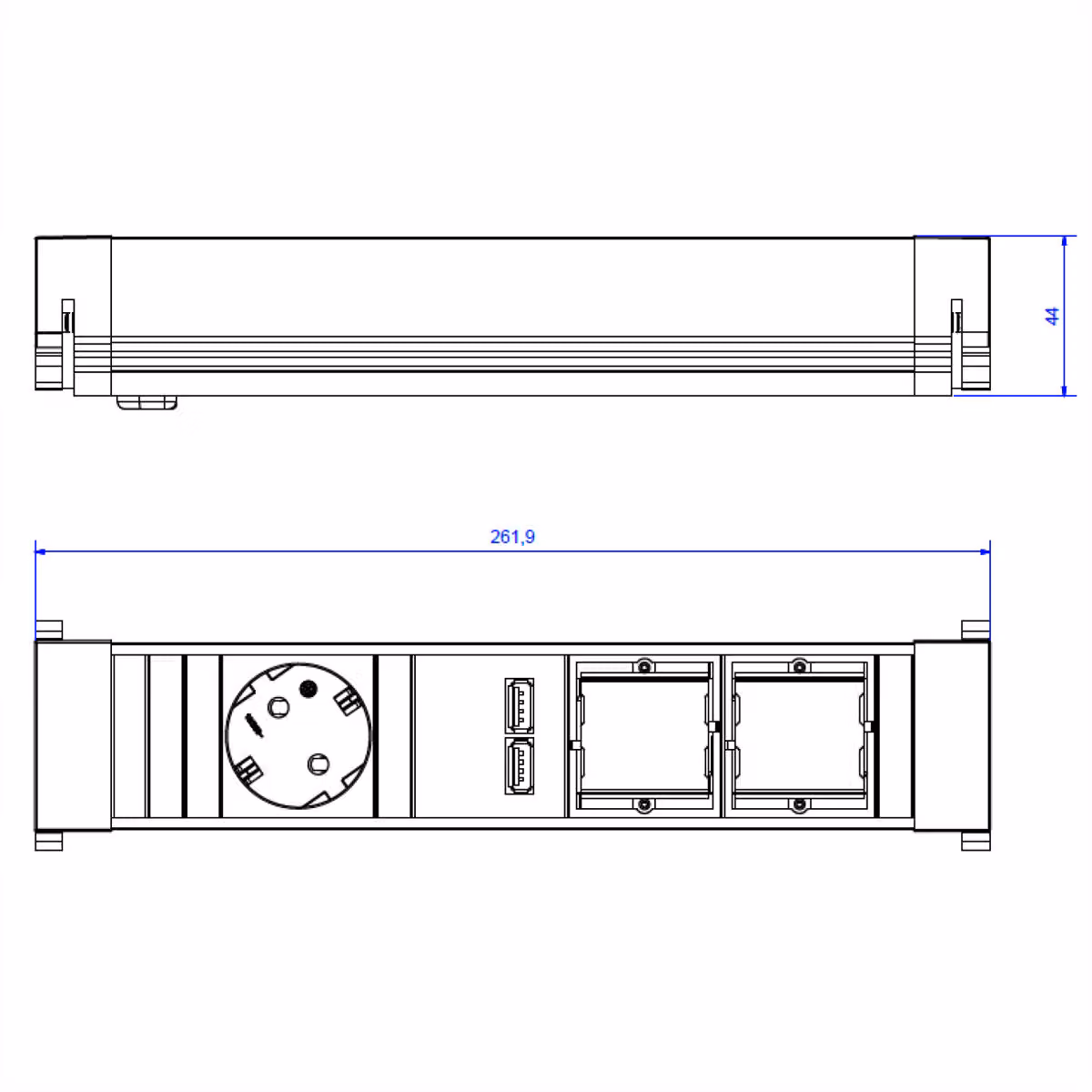 BACHMANN POWER FRAME Medium 1x contatto di terra 1x caricatore USB 2x ABD