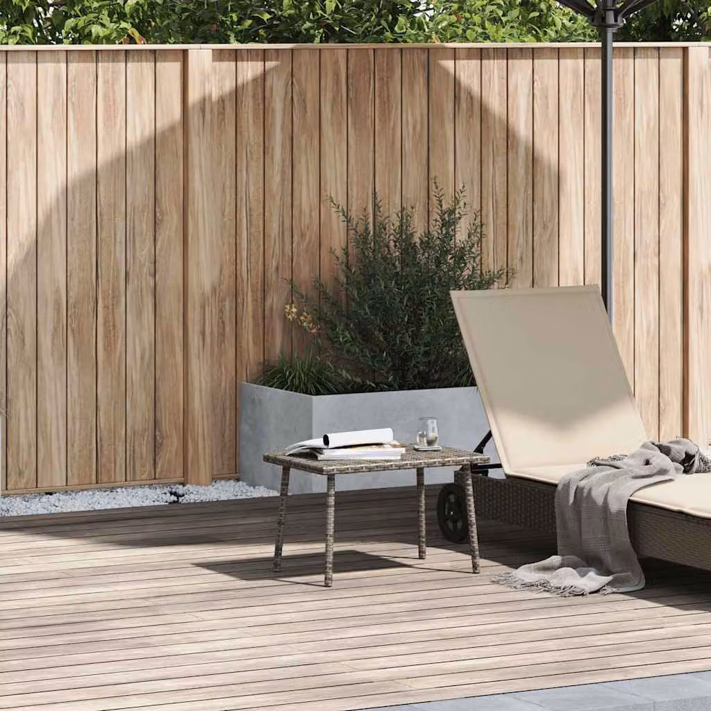vidaXL Tavolino da Giardino Rettangolare in Polyrattan Grigio L: 60 cm, P: 40 cm, H: 37 cm