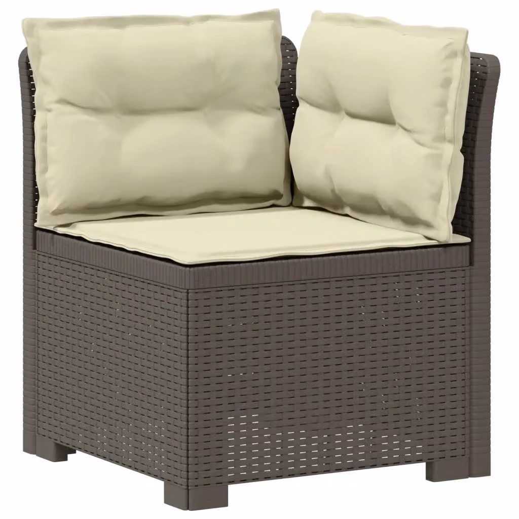 Divano da giardino singolo vidaXL con cuscini in effetto rattan grigio – 2