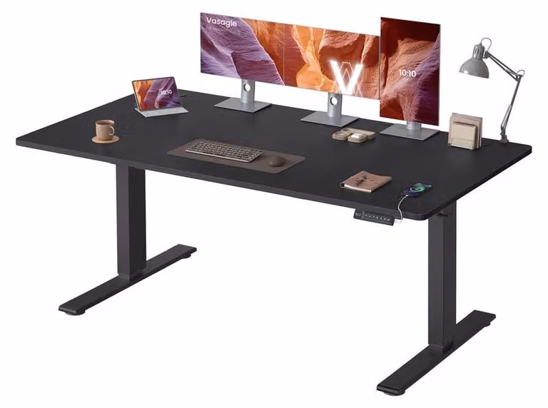 Scrivania regolabile in altezza con porta USB e funzione di memoria | Colore: nero intenso | Dimensioni: 160x80x72-120 cm