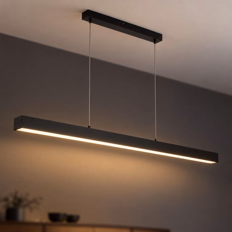 Lampada a sospensione a LED in metallo lunga 100 cm nera dimmerabile 2700 K bianco caldo Luce a sospensione moderna Luce a sospensione sala da pranzo