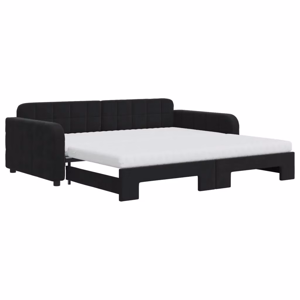 Divano Letto Estraibile vidaXL in Velluto Nero con Materasso 100x200 cm – 2