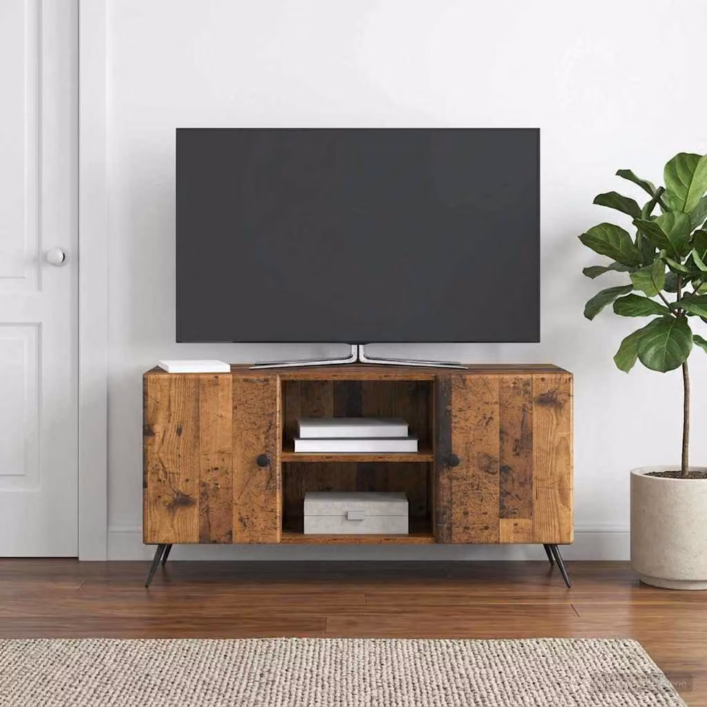 Mobile TV vidaXL in legno e metallo marrone, L 102 x P 34,5 x H 50 cm