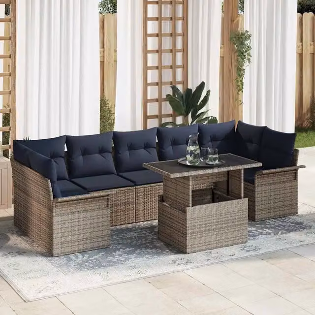 Set Divano da Giardino 8 pz Grigio 3356978