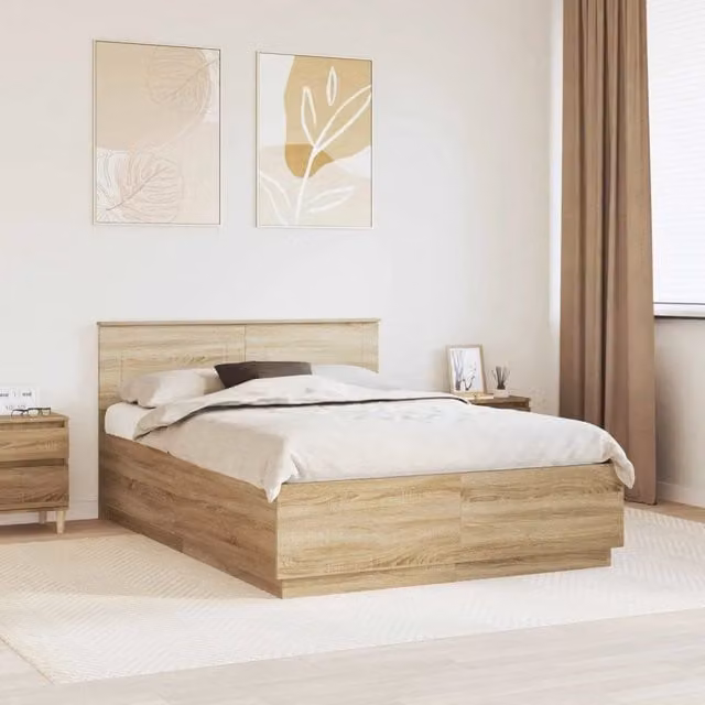 Struttura del letto con testiera-Giroletto con Testiera Rovere Sonoma 160 x 200 cm 855761