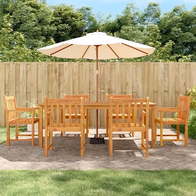Set da pranzo da giardino vidaXL in legno di acacia marrone, 7 pezzi