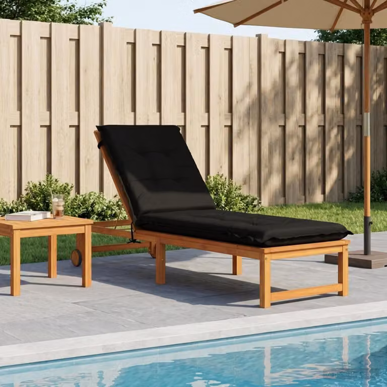 vidaXL Cuscino per Lettino GEMERT Nero in 100% Poliestere L: 190 cm, P: 60 cm, H: 9 cm