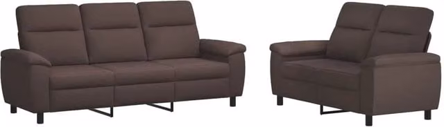 Set di 2 divani moderni vidaXL in tessuto marrone con struttura in metallo e cuscini inclusi