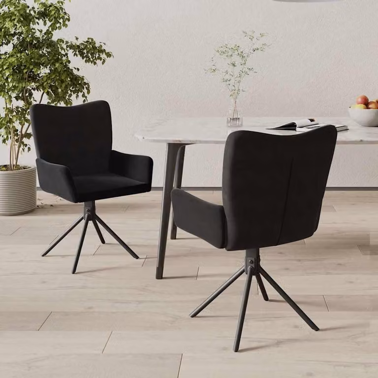 Set di 2 sedie da pranzo girevoli vidaXL in velluto nero con design moderno