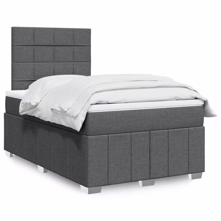 vidaXL Letto Ibrido con Materasso in Tessuto Grigio e Bianco L/P/H: 120 x 190 x 150,5 cm