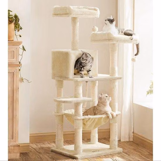 Torre per gatti, media, beige, sisal, 55 cm
