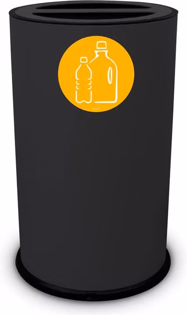 Pattumiera per raccolta differenziata Giordanoshop con 2 scomparti in acciaio verniciato nero Ø 35 x 50 cm
