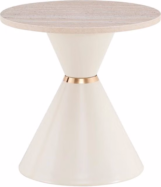 Set di 2 tavolini da caffè impilabili REDOM con piano effetto pietra e struttura in metallo, diametro: 70 cm e 50,5 cm
