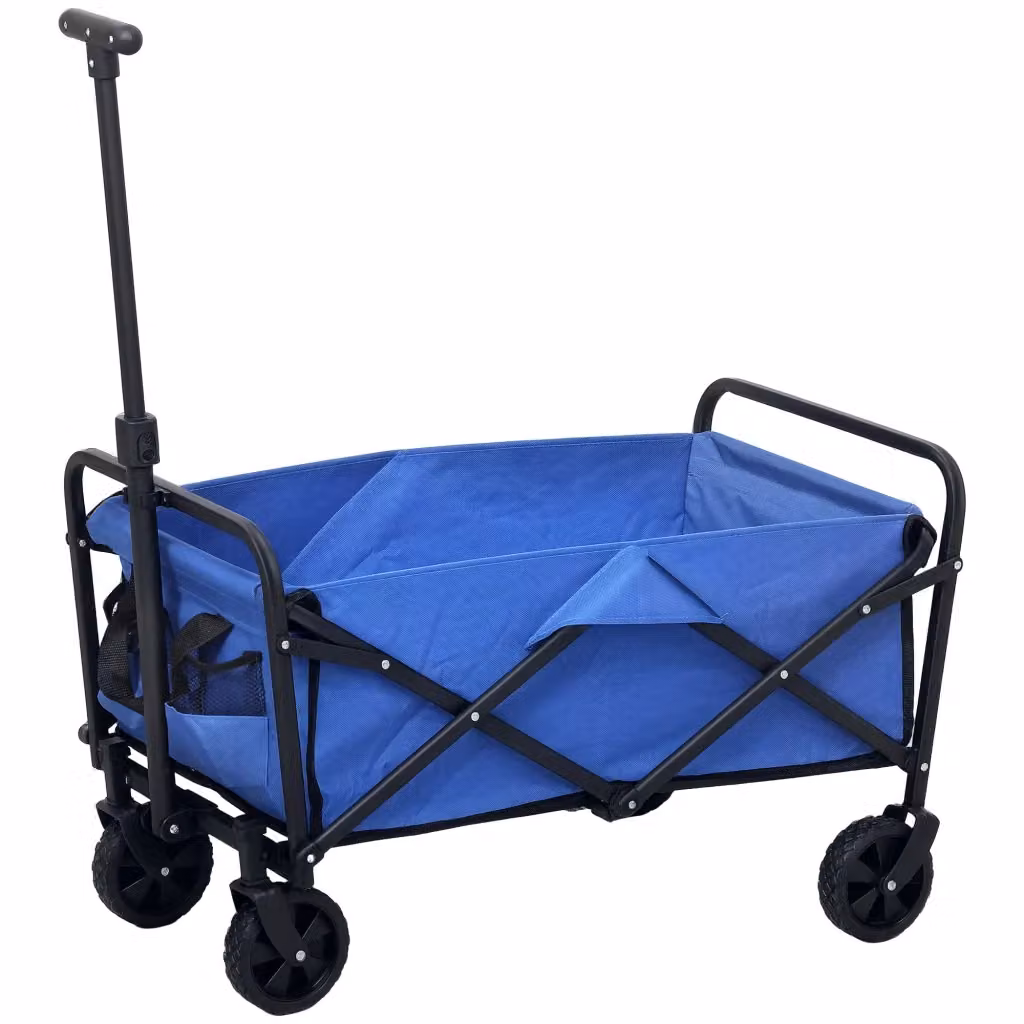 Carrello da Giardino Pieghevole Zephmum Blu in Metallo e Tessuto Oxford con Capacità 62L, H 86 x L 76 x P 48 cm – 2