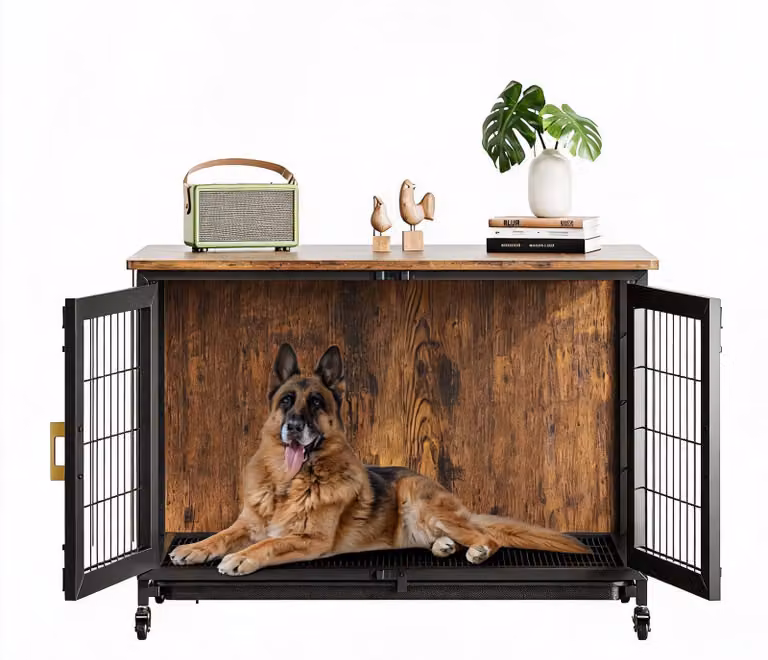 Cesta in legno per cani, con struttura rinforzata e cassetto estraibile