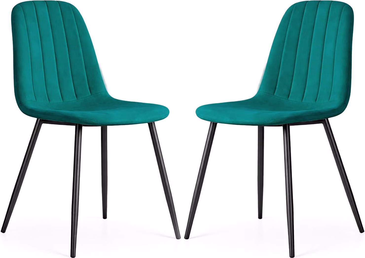 Set di 2 Sedie in velluto trapuntate LUMO Verde Bottiglia gambe nere