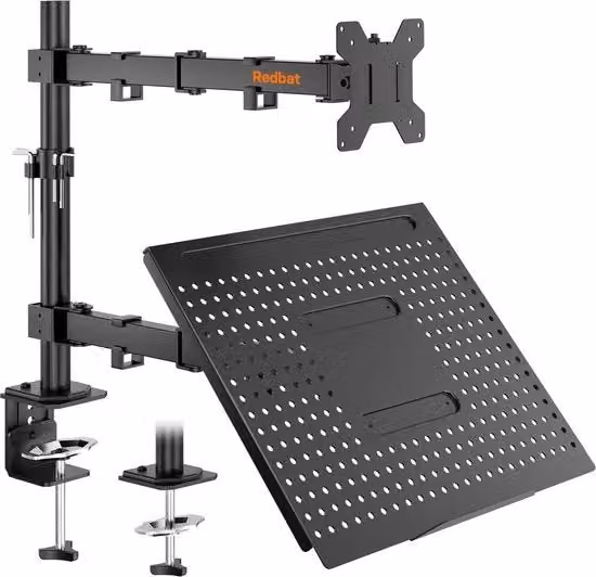 Supporto regolabile per monitor e laptop da 13 a 32 pollici con attacco VESA 75x75 mm e 100x100 mm, colore nero
