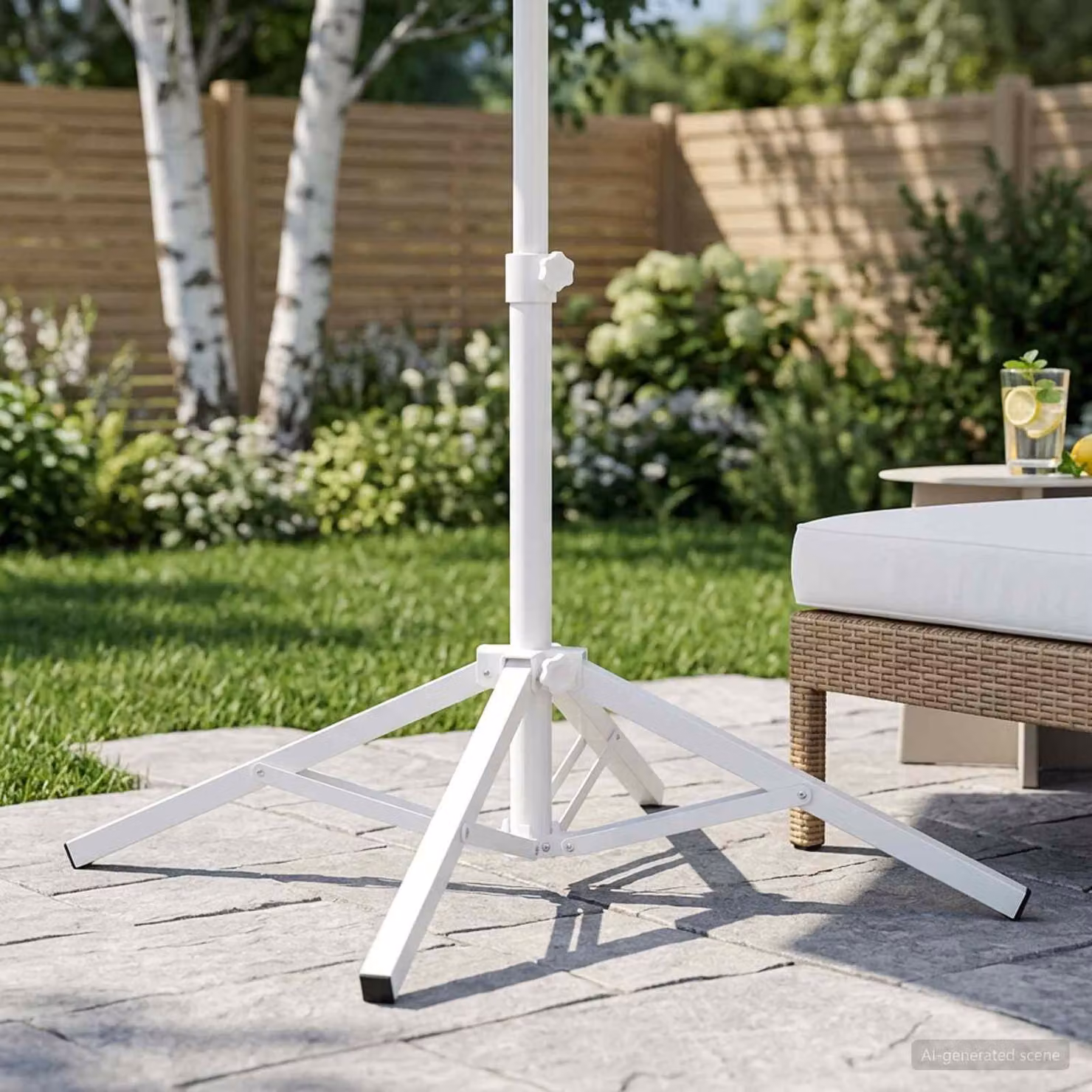 Maison Exclusive - Portaombrelli bianco in acciaio, adatto per pali da 25-32 mm