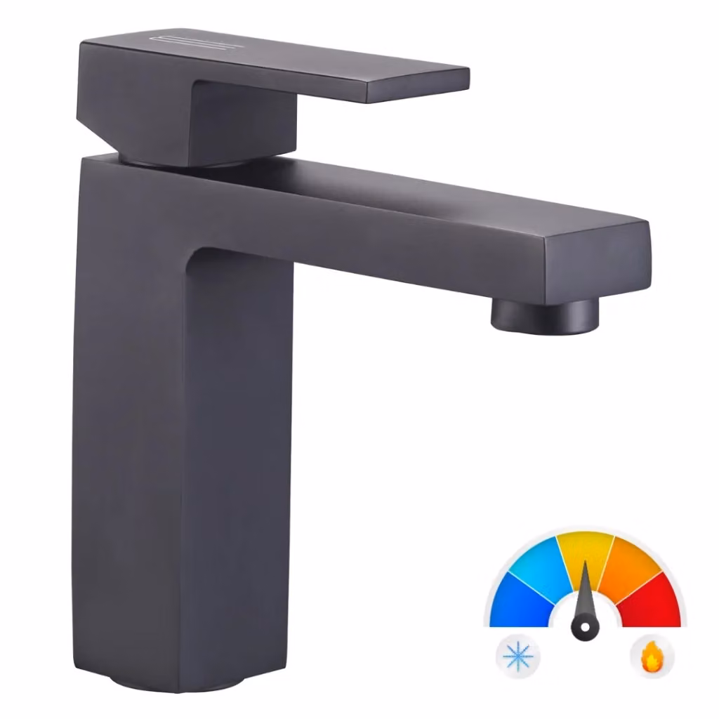 Coppia di rubinetti miscelatori monocomando Ogomondo per lavabo e bidet in ottone nero opaco – 2