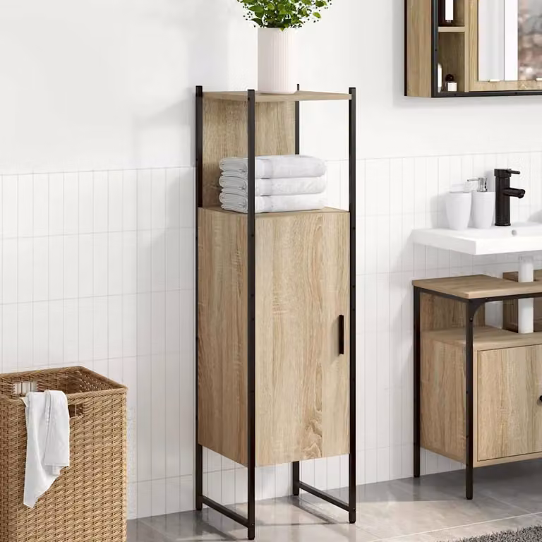 Mobile da bagno vidaXL moderno in legno ingegnerizzato beige L/P/H: 33 x 33 x 120,5 cm